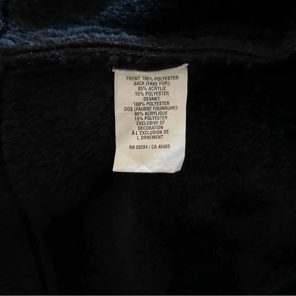 Children’s Place Girls Black Faux Fur Floral Embroidered Coat SZ 7/8